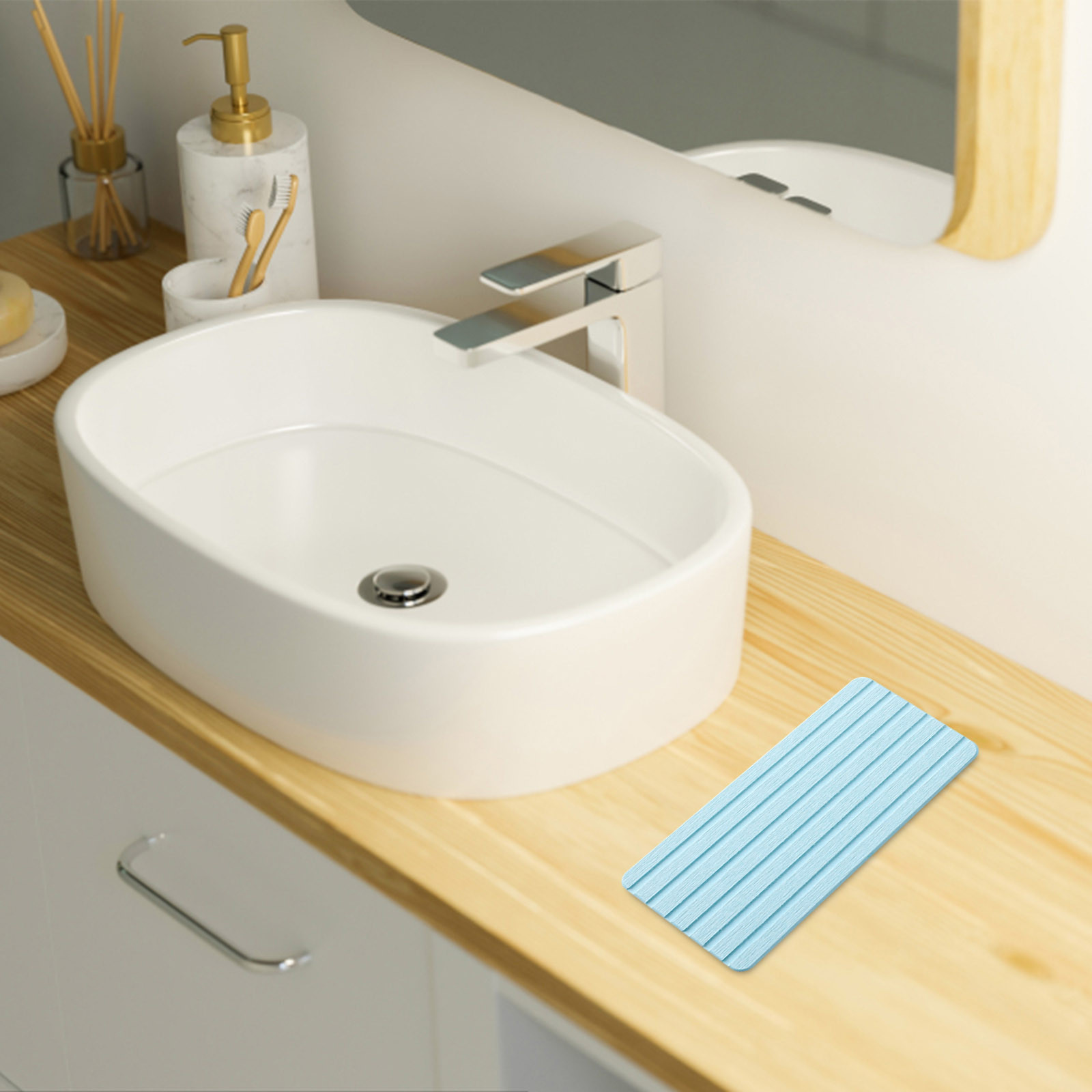 thumbnail image 2 of Almohadilla Absorbente De Agua Para Baño, Tierra De Diatomeas Blanca, Bandeja De Cocina, Tierra De Diatomeas, Almohadilla Para Secar Vajilla, Dispensador De Jabón De Cerámica, Escurridor De Platos,, 2 of 2